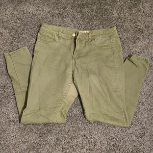 Denim&Co Olive Green High-Rise Skinny Jeans